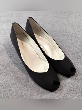 Bruno Magli Nisako Microfiber Peep Toe Wedge Heels